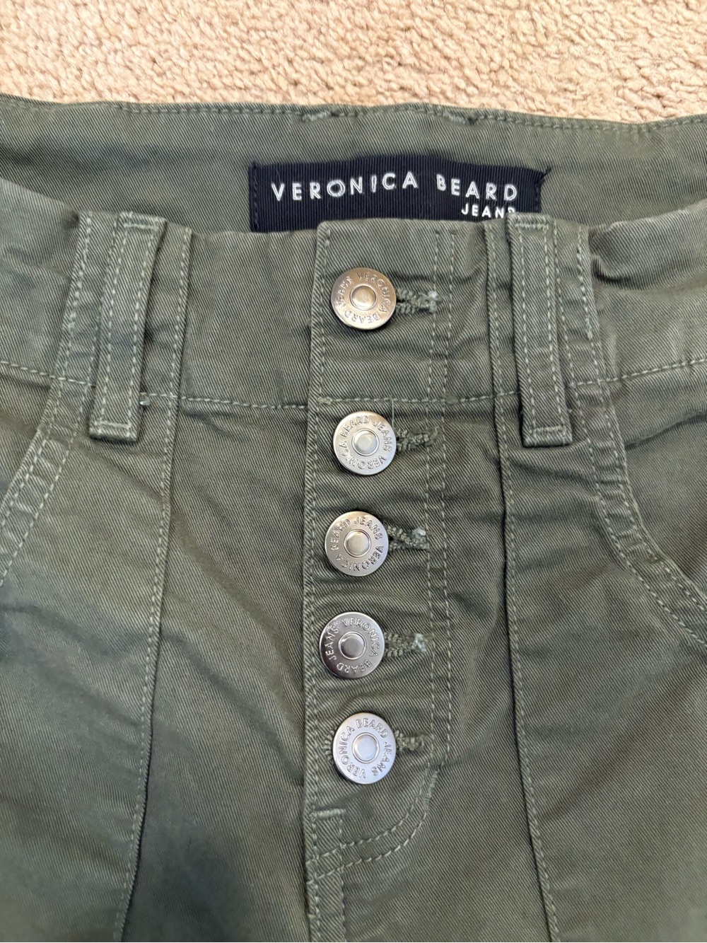Veronica Beard Arya Cargo Straight-Leg Pants Women's Size 24 Army Green - Picture 5 of 9